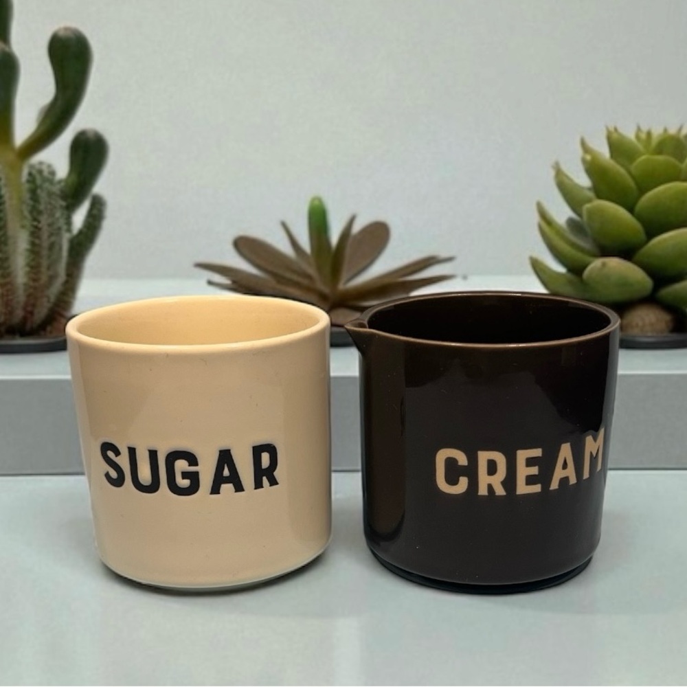 Cream and Black Minimalist Mugs for Dining